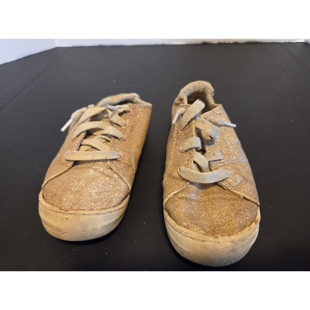 Wonder Nation Girls Gold Glitter Slip On Sneakers Memory Foam Size 13